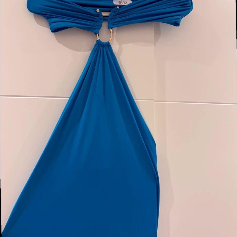 Oh Polly Vibrant Blue Top with Gold Accent